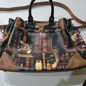 The Bradford Exchange Multicolor Cat and Books Handbag